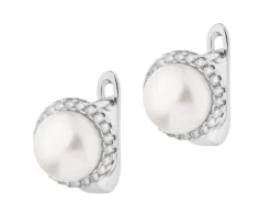 Kolczyki srebrne z perłami i cyrkoniami