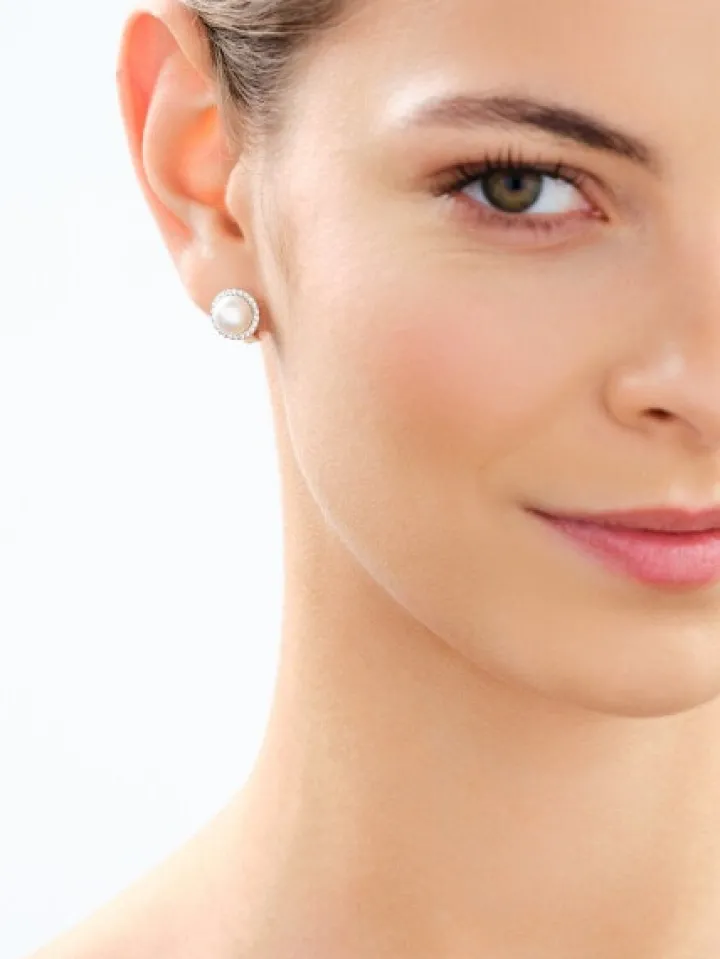 Kolczyki srebrne z perłami i cyrkoniami