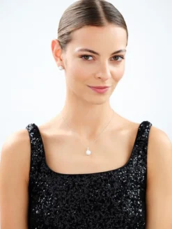 Kolczyki srebrne z perłami i cyrkoniami