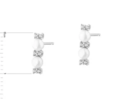 Kolczyki srebrne z perłami i cyrkoniami