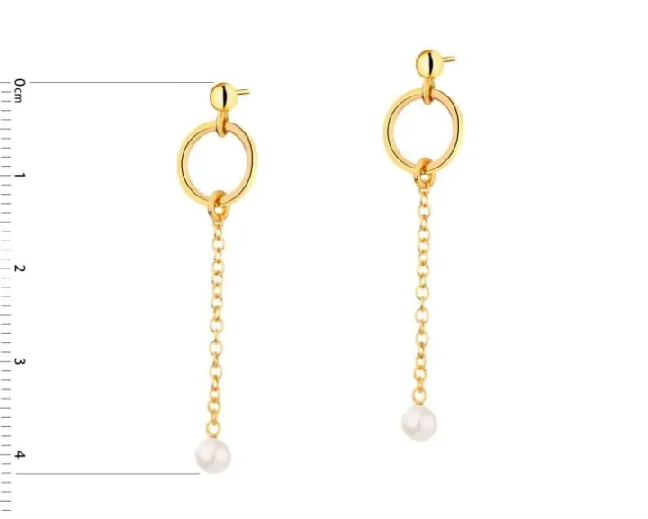 Kolczyki srebrne z perłami - koła, kulki