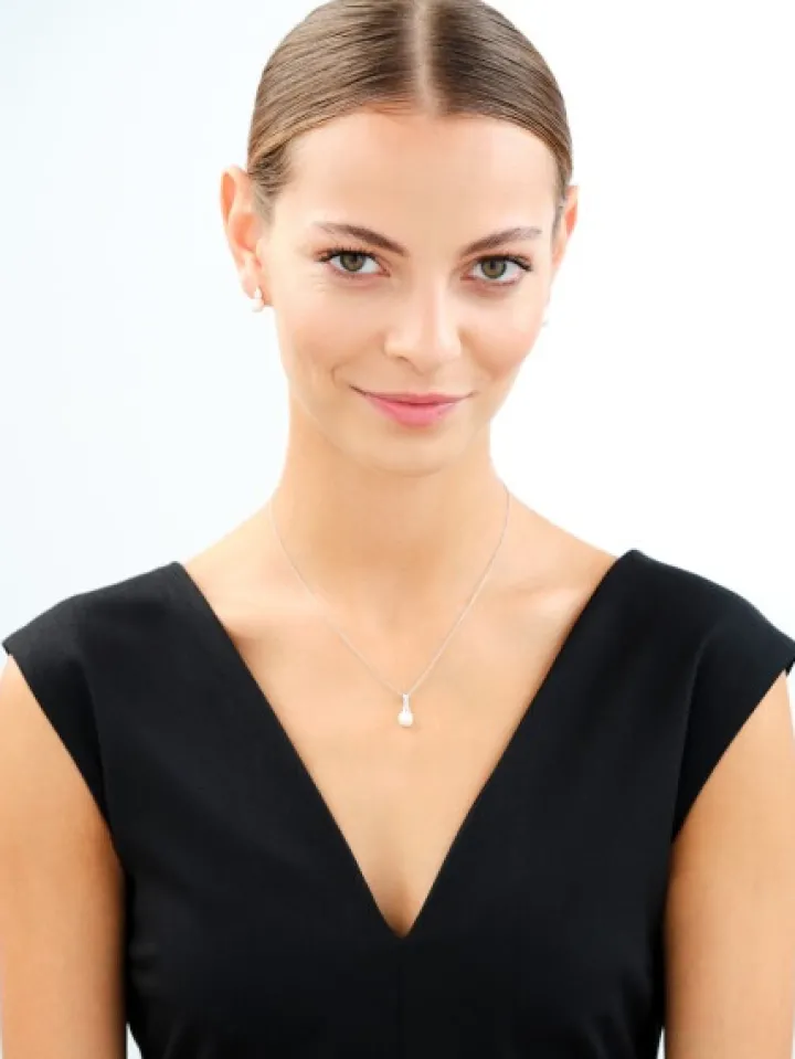 Kolczyki srebrne z perłami i cyrkoniami