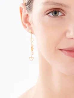 Kolczyki srebrne z perłami - serce, motyl, koniczyna