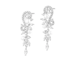 Kolczyki srebrne z perłami i cyrkoniami