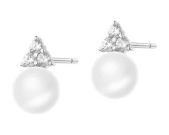 Kolczyki srebrne z perłami i cyrkoniami