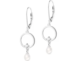 Kolczyki srebrne z perłami i cyrkoniami - koła