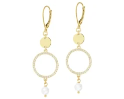 Kolczyki srebrne z perłami i cyrkoniami - koła