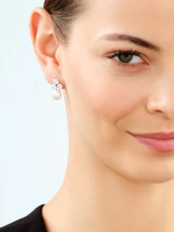 Kolczyki srebrne z perłami i cyrkoniami