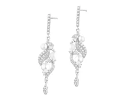 Kolczyki srebrne z perłami i cyrkoniami