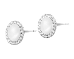 Kolczyki srebrne z perłami i cyrkoniami