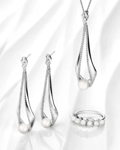 Kolczyki srebrne z perłami i cyrkoniami