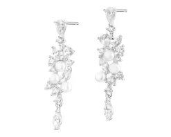 Kolczyki srebrne z perłami i cyrkoniami