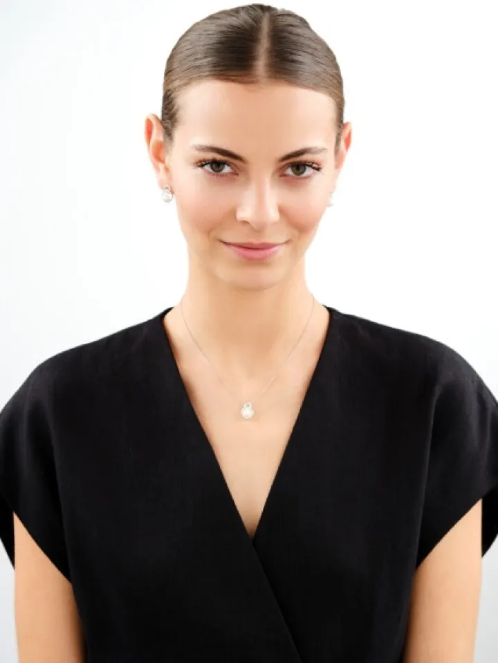 Kolczyki srebrne z perłami i cyrkoniami