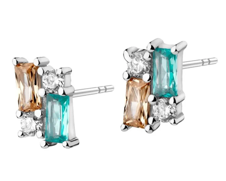 Kolczyki srebrne ze spinelem i cyrkoniami