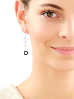 Kolczyki srebrne ze szlifowanym szkłem - koła