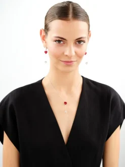 Kolczyki srebrne ze szlifowanym szkłem - serca