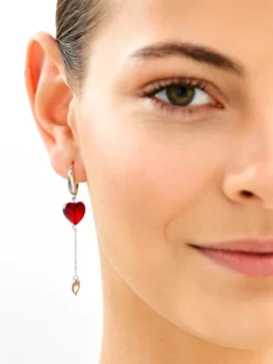 Kolczyki srebrne ze szlifowanym szkłem - serca