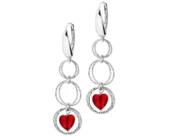 Kolczyki srebrne ze szlifowanym szkłem - serca, koła