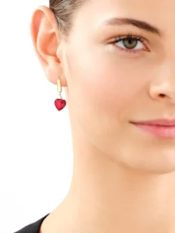 Kolczyki srebrne ze szlifowanym szkłem - serca