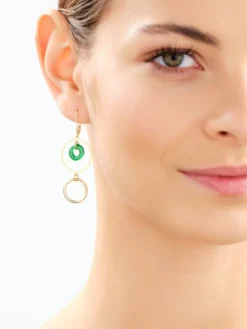 Kolczyki srebrne ze szlifowanym szkłem - koła