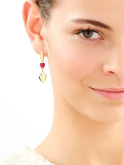 Kolczyki srebrne ze szlifowanym szkłem - serca