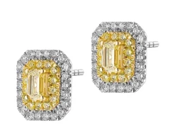 Kolczyki z białego i żółtego złota z diamentami - 1,20 ct - próba 585