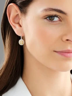 Kolczyki z białego i żółtego złota z diamentami - VS2/Fancy Light Yellow - 2,70 ct - próba 750