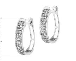 Kolczyki z białego złota z diamentami - 0,19 ct - próba 585