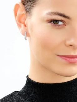 Kolczyki z białego złota z diamentami - 0,19 ct - próba 585