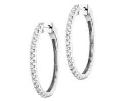 Kolczyki z białego złota z brylantami laboratoryjnymi - koła - 1,00 ct - próba 750