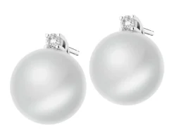 Kolczyki z białego złota z brylantami i perłami South Sea - próba 585