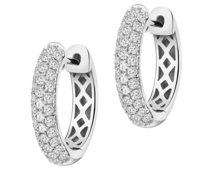 Kolczyki z białego złota z brylantami laboratoryjnymi - koła - 0,65 ct - próba 585
