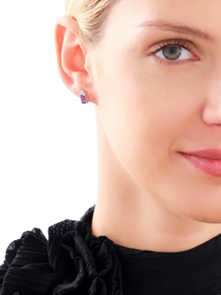 Kolczyki z białego złota z brylantami i tanzanitami - próba 585