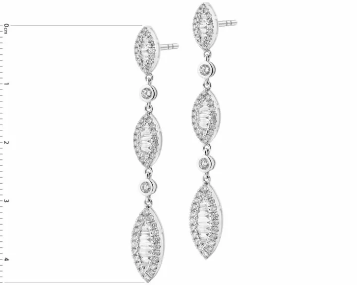 Kolczyki z białego złota z diamentami - 0,90 ct - próba 585