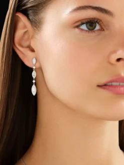 Kolczyki z białego złota z diamentami - 0,90 ct - próba 585