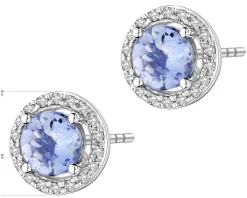 Kolczyki z białego złota z diamentami i tanzanitami - próba 585