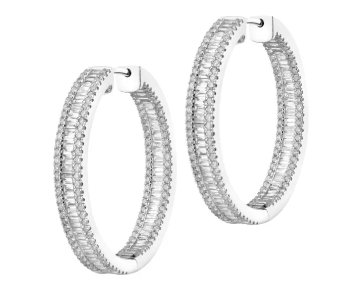 Kolczyki z białego złota z diamentami - koła - 1,21 ct - próba 750