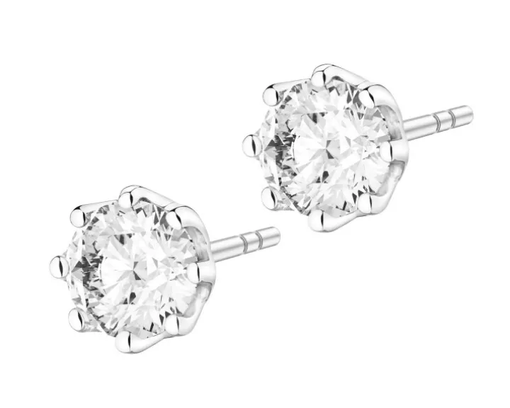 Kolczyki z białego złota z brylantami - 1,00 ct - próba 585