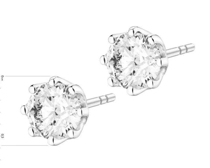 Kolczyki z białego złota z brylantami - 1,00 ct - próba 585