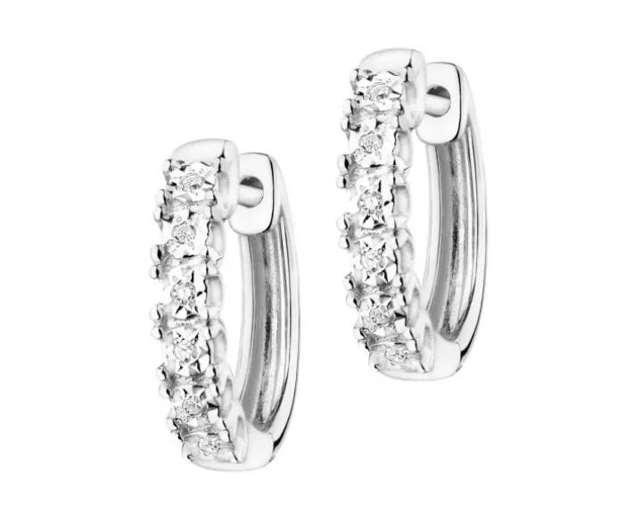 Kolczyki z białego złota z diamentami – koła - 0,03 ct - próba 375