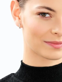 Kolczyki z białego złota z diamentami – koła - 0,03 ct - próba 375