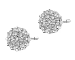 Kolczyki z białego złota z diamentami - 0,16 ct - próba 585