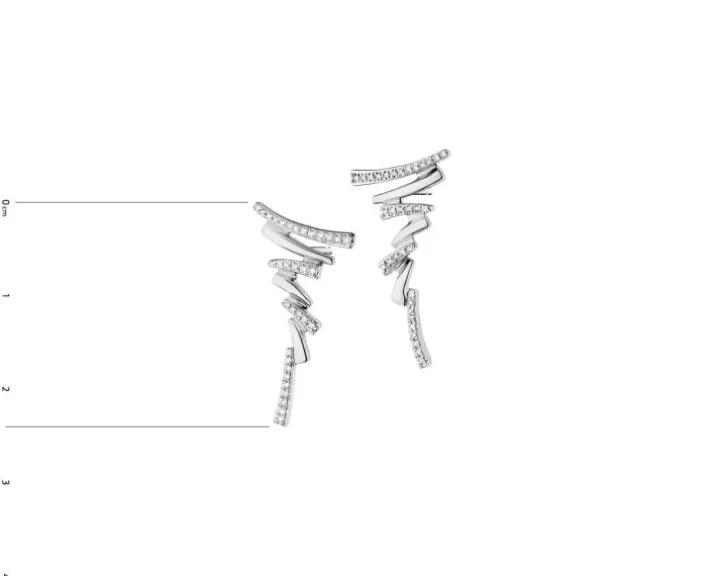 Kolczyki z białego złota z diamentami - 0,15 ct - próba 585