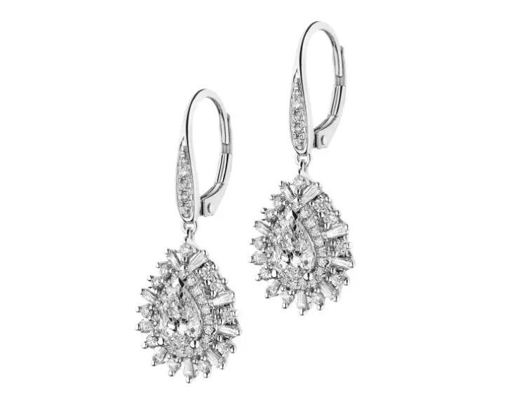 Kolczyki z białego złota z diamentami - 1,74 ct - próba 585