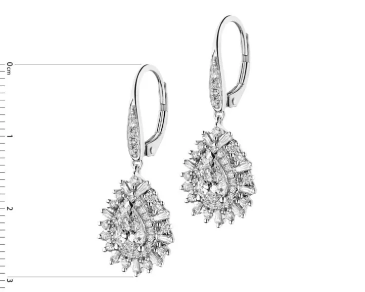 Kolczyki z białego złota z diamentami - 1,74 ct - próba 585