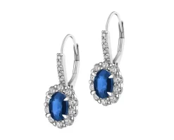 Kolczyki z białego złota z brylantami i szafirami - próba 750