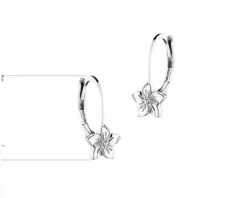 Kolczyki z białego złota z diamentami - kwiaty - 0,008 ct - próba 585