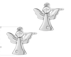 Kolczyki z białego złota z diamentami- aniołki - 0,004 ct - próba 375