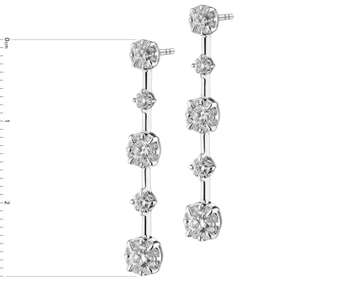 Kolczyki z białego złota z brylantami - 0,75 ct - próba 750