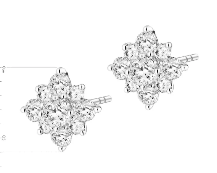 Kolczyki z białego złota z brylantami laboratoryjnymi - 0,50 ct - próba 585